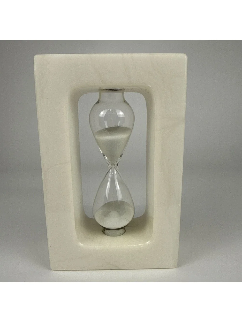 Modern Ivory Hourglass Timer • Rectangular Stone Frame Sand Timer Decor